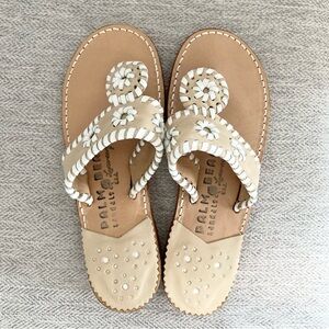 Jack Rogers Style Leather Slides Stylish Palm Beach Sandals